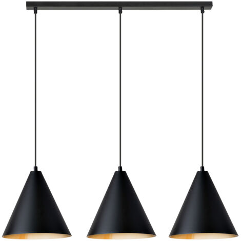Sospensione Nordica Ninhursag 3 Luci In Acciaio Nero E Oro (1/5)