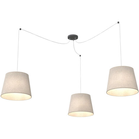 Sospensione 3 Luci Iside Con Fermacavi E Paralumi Beige (1/3)