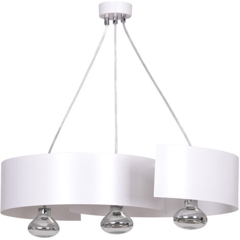 Lampadario Moderno 3 Luci Houyi In Acciao Bianco E Cromo (1/2)