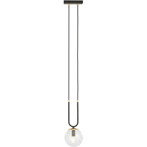 Sospensione Contemporanea 1 Luce Crio Acciaio Nero Oro E Sfera Vetro Trasparente (1/5)