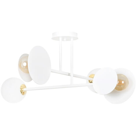 Plafoniera Moderna Inari Acciaio Bianco 4 Luci E27 Ip20 (1/5)