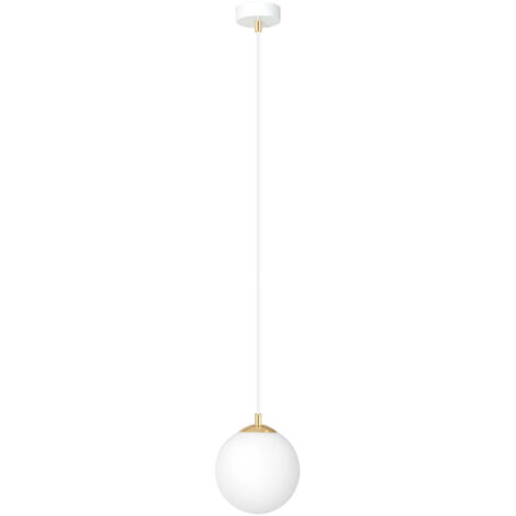 Sospensione Contemporanea Nuada 1 Luce In Acciaio Bianco Sfera Vetro Bianco (1/5)