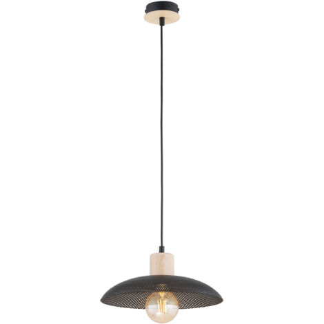 Sospensione Nordica Ishtar 1 Luce In Legno E Acciaio Nero (1/5)