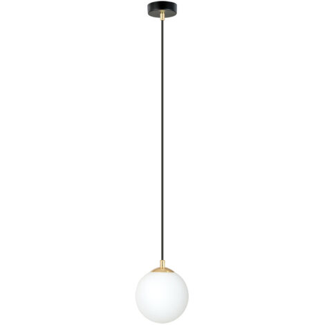 Sospensione Contemporanea Nuada 1 Luce In Acciaio Nero/Oro Sfera Vetro Bianco (1/5)