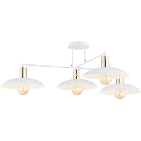 Lampadario Minimal Enki Acciaio Bianco 4 Luci E27 Ip20