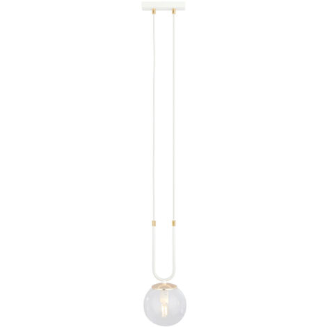 Sospensione 1 Luce Crio In Acciaio Bianco Oro E Sfera In Vetro Trasparente (1/5)