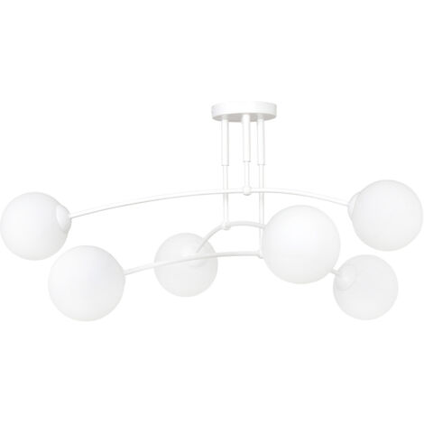 Plafoniera Moderna 6 Luci Susanoo In Acciaio Bianco E Vetri A Sfera In Bianco (1/3)