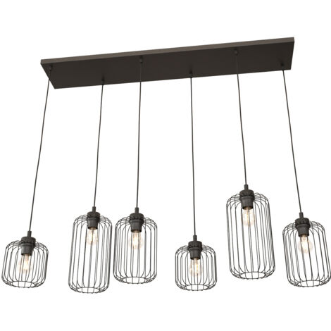 Sospensione Minimal Industrial Minerva 6 Luci Lineari Nera (1/5)