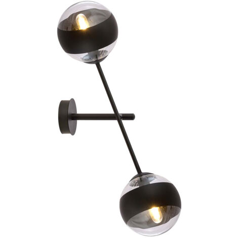 Applique Contemporaneo Yama Acciaio Nero 2 Luci E14 Ip20 (1/4)