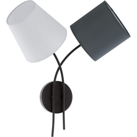 Applique Moderna Almeida Acciaio Tessuto Bianco Nero 2 Luci E14 (1/5)