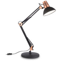 Lampada Da Scrivania-Ufficio Moderna Wally Metallo Nero E Rame 1 Luce E27