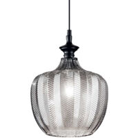 Sospensione Vintage-Decò Lord Metallo Fumè 1 Luce E27