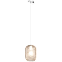 Sospensione Contemporanea Tender Metallo Cromo Vetro Ambra 1 Luce E27