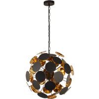 Lampadario Contemporaneo Disco Acciaio Nero Policarbonato Oro 4 Luci E14