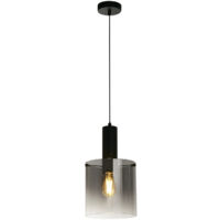 Sospensione Contemporanea Svezia Acciaio Nero Vetro 1 Luce E27