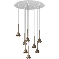 Lampadario Moderno Aygo Metallo Bianco Bronzo 8 Luci Gu10