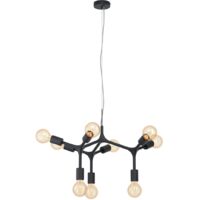 Lampadario A Sospensione Moderno Bocadella Acciaio Nero 9 Luci E27