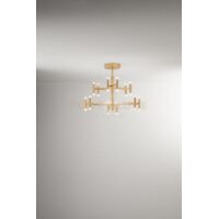 Lampadario Candles a soffitto in metallo e alluminio oro spazzolato d.70cm a LED 68W 4690Lm 3000K con diffusori acrilico satinato