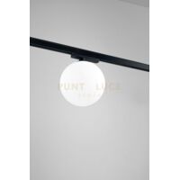 Plafoniera per BINARIO trifase in vetro opale struttura in metallo e plastica colore nero opaco LED 15W 1050LM 3000K d.15cm