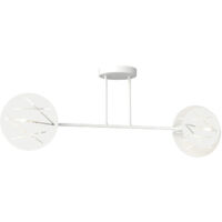 Plafoniera 2 Luci Plutone In Acciaio Bianco A Bracci E Diffusori A Cerchio