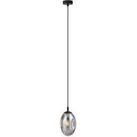 Sospensione Minimal 1 Luce Atalanta Acciaio Nero E Vetro Fumè