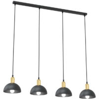 Lampadario 4 Luci Idunn In Acciaio Nero E Oro Diffusori A Cupola