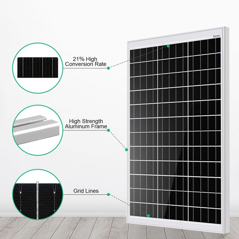 ECO-WORTHY 120watt 12volt Solar Panel Kit Off-Grid System with 120W 12V  Monocrystalline Solar Panel + 30A Charge Controller + Solar Cables+Mounting  Brackets for RV Boat Shed campervan and home