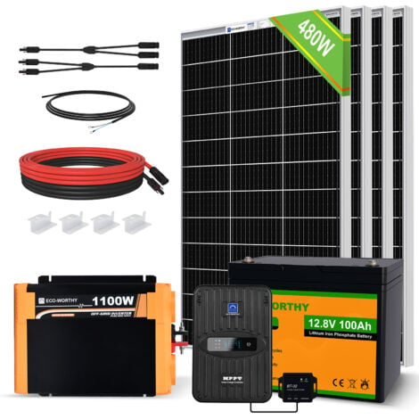 ECO-WORTHY 480W 12V Solar Panel Kit Off-Grid System with Lithium ...