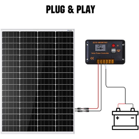 ECO-WORTHY 170W 18V Solar Panel Kit with 30A Solar Charge Controller ...