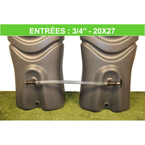 Multicuves – Kit de raccordement souple pour récupérateurs d'eau de pluie – Filetage mâle 20x27 mm – Tuyau 1,5 m – Robinet raccord rapide Ø 15 mm