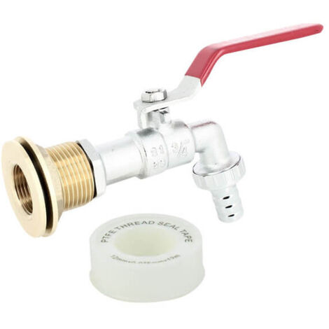 Passe paroi laiton mâle 1'' - femelle 3/4'' avec robinet laiton chromé (1/4)