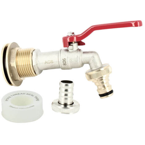 Passe paroi laiton mâle 1'' - femelle 3/4'' avec robinet ECO + nez 20x27 (1/4)