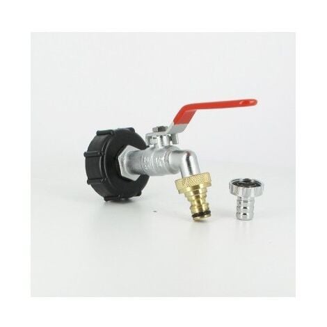 Raccord cuve eau S60X6 - Robinet laiton chromé 15 mm + Nez 20x27