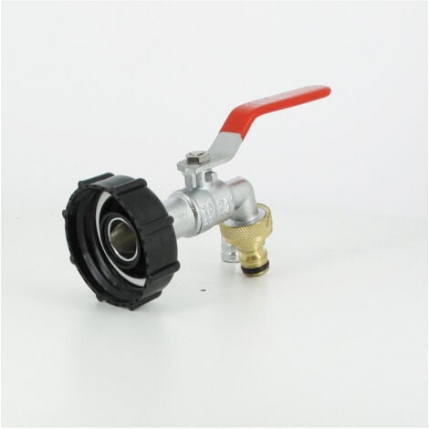 Raccord cuve eau S60X6 - Robinet laiton chromé 15 mm + Nez 20x27