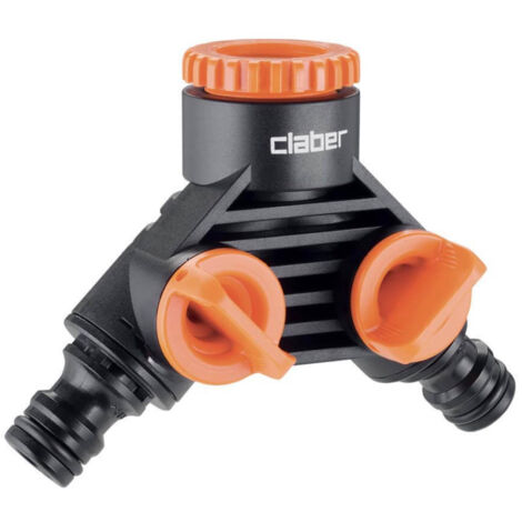 Claber – Sélecteur 2 voies – Raccord rapide 3/4'' ou 1/2'' – Nez type Gardena – Vanne à double bille – Quick-Click System pour étanchéité (1/7)