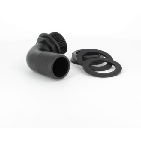Multicuves – Trop-plein cuve eau 1000L – Embout coudé Ø 32 mm – Filetage mâle 1''1/4 – Pour cuves IBC et GRV – Écrou et joints inclus (1/4)