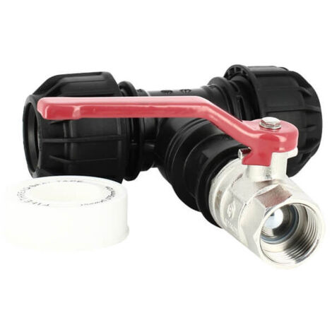 Kit couplage cuve - Raccord Té 32 mm + Vanne 1/4 de tour