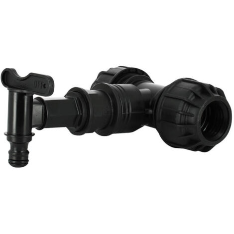 Kit couplage cuve - Raccord Té Ø32 mm + Robinet PP central (1/3)