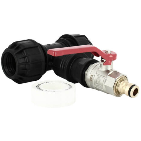 Multicuves – Kit couplage cuve – Raccord Té 32 mm – Vanne 1/4 de tour – Embout rapide 15 mm pour raccordement eau de pluie