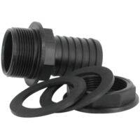 Multicuves – Trop-plein cuve eau 1000L – Embout droit Ø 32 mm – Pour cuves IBC – Perçage 42 à 52 mm – Polypropylène et polyéthylène