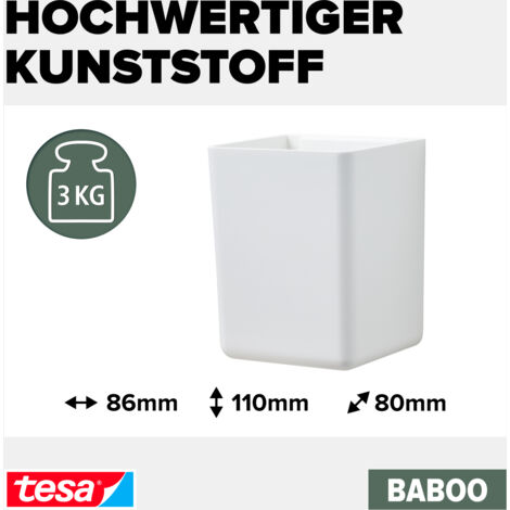 Wattepads Aufbewahrung Tesa Baboo Badorganizer M Mit Bambus-Deckel, Matt-weiß - Bad Tissue Box