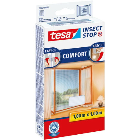 tesa Insect Stop COMFORT Fliegengitter für Fenster - Insektenschutz mit  Klettband selbstklebend - Fliegen Netz ohne Bohren - weiß (leichter  sichtschutz) - 1m x 1m
