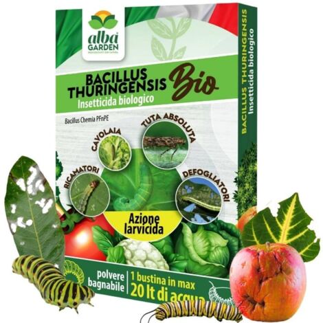 Bacillus Thuringensis Contro Insetti, Prodotto Naturale Biologico per Piante Contro Parassiti Insetti Larve di Orto e Giardino Polvere x 10 g