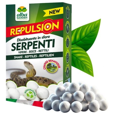 Disabituante Serpenti e Rettili Repellente in Sfere di Cellulosa Barriera Vegetale Olfattiva Anti Rettili Allontana i Rettili x 100 g