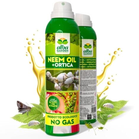 Olio Di Neem + Estratto Di Ortica Pronto Uso Protezione Naturale Biologica Contro Insetti Zanzare Pulci Zecche Spray x 250 ml
