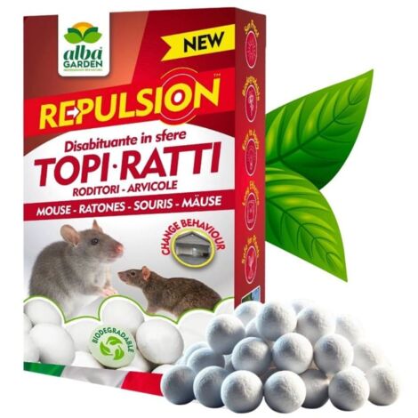 Disabituante Topi e Ratti Repellente in Sfere di Cellulosa Barriera Vegetale Olfattiva Anti Roditori Dissuasore Naturale Topi x 100 g