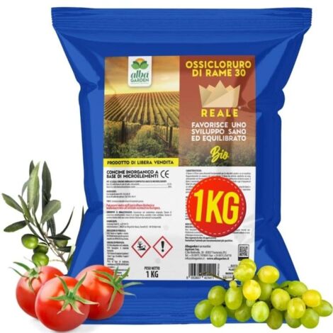 Ossicloruro di Rame 30% Concime CE Blu Biologico per Vite Orto Olivo Colture da Frutto Fragola x 1 Kg (1/5)