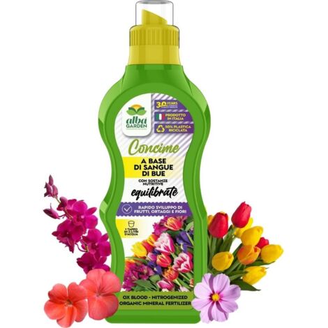 Concime Naturale Biologico, Liquido Concentrato al Sangue di Bue Fertilizzante Azotato Nutriente Rapido Sviluppo Vegetativo x 1 kg