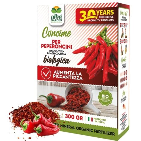 Concime Fertilizzante Granulare Biologico Specifico per Peperoncini Migliora Sapore e Piccantezza x 300 g