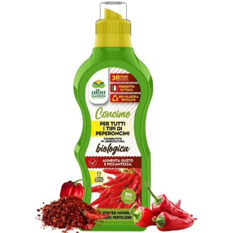 Concime Biologico per Peperoncini Fertilizzante Liquido Concentrato Migliora Sapore e Piccantezza x 500 g